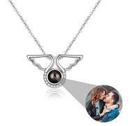 zhaolian888 Collier photo personnalisé collier de projection de photo je t'aime collier avec photo à l'intérieur en argent sterling coeur étoile pendentif bijoux cadeau pour les femmes