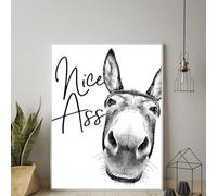 ZHAOLIN Affiche d'âne vintage avec citation de Nice Ass - Impression sur toile - Noir et blanc - Pour toilettes, salle de bain - 40 x 60 cm - Sans cadre