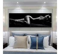 ZHAOLIN Affiche d'art de portrait nu, impression sur toile, peinture sexy de femmes endormies en noir et blanc, tableau d'art mural pour décoration de chambre à coucher, 65x195cm (26x77in) sans cadre