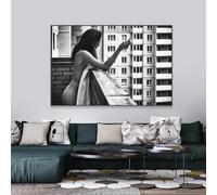 ZHAOLIN Affiche d'art mural sexy Lady Body noir et blanc rétro femme, impression sur toile pour chambre à coucher, peinture sur toile, décoration de salle de bain 50 x 70 cm sans cadre