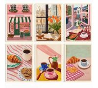ZHAOLIN Affiche d'art sur toile représentant une boulangerie de ville, des croissants et des biscuits, peinture murale pour décoration de cuisine, 20 x 30 cm, sans cadre