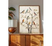 ZHAOLIN Affiche vintage colorée représentant un oiseau, une hirondelle et un animal, peinture à l'huile sur toile, décoration murale intéressante pour le salon (50 x 70 cm, sans cadre)