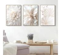 ZHAOLIN Affiches et impressions minimalistes sur toile avec fleurs blanches pures, images d'art mural beiges pour décoration de salon, maison, 50 x 70 cm (20 x 28 pouces) x 3, sans cadre