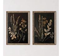 ZHAOLIN Décoration murale florale vintage, toile botanique noire, affiche murale de fleurs sombres et mystérieuses (40 x 60 cm x 2 / sans cadre)