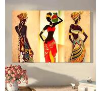 ZHAOLIN Ensemble d'affiches murales sur toile représentant des femmes africaines, prêt à être accroché, peinture d'une jeune fille africaine pour la décoration du salon (60 x 80 cm/sans cadre)