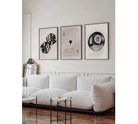 ZHAOLIN Ensemble de 3 pièces d'art mural noir et blanc, impressions d'art esthétiques, décoration d'appartement Y2K, impressions de collection de dortoir (21 x 30 x 3 cm/toile enveloppée)