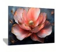 ZHAOLIN Grande fleur rose à bordure dorée, impression sur toile, affiche, peinture, art mural, décoration murale, décoration esthétique pour le salon (50 x 70 cm/toile tendue sur châssis)