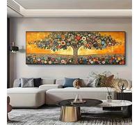 ZHAOLIN Grande toile imprimée représentant un arbre de vie aux couleurs vibrantes, un paysage floral abstrait, une décoration moderne pour le salon (25 x 75 cm, sans cadre).