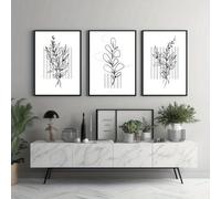 ZHAOLIN Impression sur toile d'art botanique minimaliste, élégante feuille noire et blanche, style classique moderne, décoration murale pour chambre ou salon (60 x 80 x 3 cm/Toile tendue sur châssis)