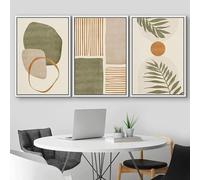 ZHAOLIN Impression sur toile de style simple, affiches d'art mural, peinture 3 pièces, feuilles tropicales, formes abstraites, illustrations, art moderne, décor bohème, 50x70cm (20x28in) x3 sans cadre