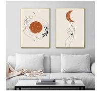 ZHAOLIN Impressions sur toile abstraites avec main mystique, soleil et lune, style bohème, peinture pour salon, décoration d'intérieur, art mural, affiches, 50 x 70 cm (20 x 28 pouces) x 3, sans cadre
