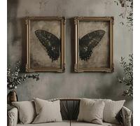 ZHAOLIN Lot de 2 toiles vintage avec papillons foncés, style victorien, affiche rustique de papillon de nuit, décoration intérieure gothique et naturelle (20 x 35 cm x 2 / sans cadre)