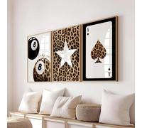 ZHAOLIN Lot de 3 affiches d'art tendance motif léopard étoile porte-bonheur 8, décoration esthétique et coquette pour chambre de fille, impression sur toile, 30 x 45 cm (12 x 18 pouces), sans cadre