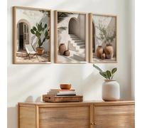 ZHAOLIN Lot de 3 affiches d'oliviers méditerranéens et bohèmes, plantes en pot, art moderne, décoration murale, décoration d'intérieur, 30 x 50 cm, cadre interne