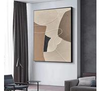 ZHAOLIN Peinture à l'huile abstraite sur toile beige et marron Wabi Sabi, décoration murale neutre, grande taille, style bohème, texturé, décoration d'entrée, pour la maison, 70 x 100 cm, sans cadre