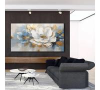 ZHAOLIN Peinture à l'huile de fleur d'or sur affiche impressions sur toile Art mural peinture florale blanche abstraite pour décoration de salon décoration d'intérieur 80x160cm sans cadre