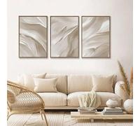 ZHAOLIN Tableau 2D plat grand format pour salon, toile texturée beige et blanche, art mural minimaliste moderne pour chambre (40 x 60 x 3 cm/sans cadre)