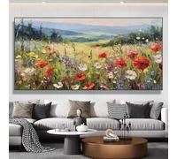ZHAOLIN Tableau sur toile représentant un paysage de champ de fleurs sauvages, affiche et impression de fleurs de campagne, art mural bohème vintage, décoration intérieure (20x40cm/sans cadre)
