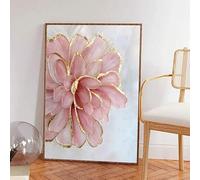 ZHAOLIN Tableau sur toile représentant une pivoine rose aux accents dorés, décoration murale moderne de style nordique pour chambre ou salon (80 x 120 cm/Toile tendue sur châssis)