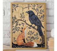 ZHAOLIN Tableau vintage sur toile représentant un corbeau et un renard, affiches animalières, style Art déco classique et moderne, pour la décoration de la chambre à coucher (30 x 60 cm/sans cadre)