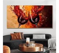 ZHAOLIN Tasses de vin rouge abstraites, peinture décorative, impressions sur toile pour salon, décoration de la maison, affiches de lunettes, images d'art mural moderne 90x180 cm sans cadre