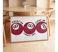 ZHAOLIN Toile imprimée « Boule rouge n° 8 porte-bonheur » - Décoration murale amusante sur le thème du billard, idéale pour un salon moderne, une chambre ou un bar (20 x 30 cm, sans cadre)