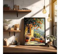 ZHAOLIN Une cour méditerranéenne Art mural toscan Peinture sur toile Peinture à l'huile Impression Peinture d'oranger Œuvre d'art impressionniste 60x80cm Sans cadre