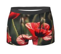 ZHAOLQ Joli boxer pour homme avec imprimé coquelicot rouge - Sous-vêtements extensibles et respirants pour tous les jours, Noir/blanc, M