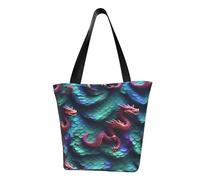 ZHAOLQ Sac à bandoulière léger en 3D avec motif écailles de dragon magique, sac fourre-tout, voyage, randonnée, travail, utilisation décontractée