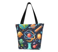 ZHAOLQ Sac à bandoulière léger imprimé sur le thème de la science de dessin animé, sac fourre-tout, voyage, randonnée, travail, utilisation décontractée