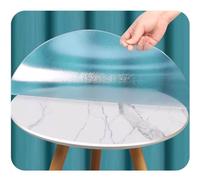 Zhaomi Film Protecteur De Nappe Ronde en PVC Givré Transparent, Nappe en Plastique Givré Transparent Rond De 1,5mm, Coussin De Protection De Table à Manger Transparente Givrée (Diameter 125cm/49in)