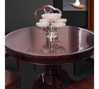 Zhaomi Film Protecteur De Nappe Ronde en PVC Transparent, Nappe Ronde Transparente Inodore Et Antibactérienne De 1,0 Mm, Coussin De Protection De Table Exquis Imperméable (Diameter 165cm/65in)