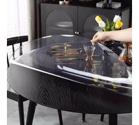 Zhaomi Film Protecteur De Nappe Ronde en PVC Transparent, Tapis De Table Rond Biseauté Transparent D'épaisseur 2,0 Mm, Tapis De Protection De Table Exquis Imperméable (Diameter 138cm/54in)