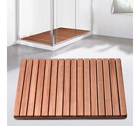 Zhaomi Tapis de Bain en Bois Massif Naturel,Caillebotis de Douche Bois,Baignoire Antidérapant,Salle ?de Bain Tapis de Bain,Tapis de Sol à Lattes,en Décor Extérieur Intérieur (65x65cm/25.6x25.6in)
