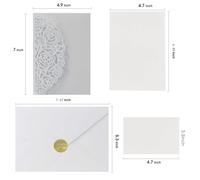 ZHAOQIN Faire Part De Mariage Lot de 10 Cartes d'invitation de Mariage à Motif Floral, Carte d'invitation Noire et Rouge, Carte de Visite Multicolore avec Page intérieure et enveloppe(White)