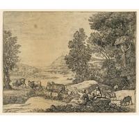 ZHAOSHAN Célèbre Affiche Mur Art Poster DéCoration Murale Berger et bergère conversant dans un paysage de Claude Lorrain Graffiti Impression Toile Pour la Décoration de Bureau 60x90cm