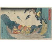 ZHAOSHAN Célèbre Affiche Mur Art Poster DéCoration Murale Il pleut sur la montagne Suzuka à Tsuchiyama par Utagawa Hiroshige Graffiti Impression Toile Pour la Décoration de Bureau 60x90cm