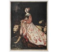 ZHAOSHAN Célèbre Affiche Mur Art Poster DéCoration Murale Illustration de la Dame et du lion par Arthur Rackham Graffiti Impression Toile Pour la Décoration Murale 60x90cm