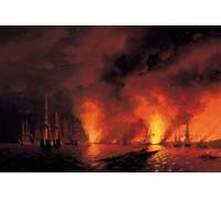 ZHAOSHAN Célèbre Affiche Mur Art Poster DéCoration Murale la bataille de Sinop le 1er novembre par Ivan Konstantinovitch Aivazovsky Pour la Décoration de la Chambre à Coucher 60x90cm