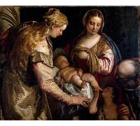 ZHAOSHAN Célèbre Affiche Mur Art Poster DéCoration Murale la Sainte Famille avec Sainte Barbe et Saint Jean Baptiste Peinture de Véronèse Pour la Décoration de Bureau 60x90cm