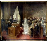ZHAOSHAN Célèbre Affiche Mur Art Poster DéCoration Murale le mariage civil de Mathurin Moreau par Henri Gervex Graffiti Impression Toile Pour la Décoration Murale 60x90cm