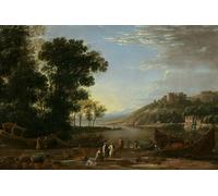 ZHAOSHAN Célèbre Affiche Mur Art Poster DéCoration Murale Paysage avec marchands de Claude Lorrain Graffiti Impression Toile Pour la Décoration Murale 60x90cm