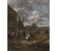 ZHAOSHAN Célèbre Affiche Mur Art Poster DéCoration Murale Paysage avec une auberge de Jan Havickszoon Steen Graffiti Impression Toile Pour la Décoration de Bureau 60x90cm