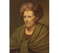 ZHAOSHAN Célèbre Affiche Mur Art Poster DéCoration Murale Portrait de femme en buste au turban marron et au châle vert par Jean Baptiste Greuze Pour la Décoration Murale 60x90cm