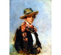 ZHAOSHAN Célèbre Affiche Mur Art Poster DéCoration Murale Portrait d'un jeune avec une écharpe tartan par un artiste célèbre Graffiti Impression Toile Pour la Décoration Murale 60x90cm