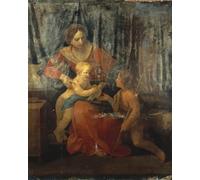 ZHAOSHAN Célèbre Art DéCorative Tableaux Sur Toile Dame et enfant avec saint Jean Baptiste dans un intérieur par Vintage Painting Moderne Mur Art Pour la Décoration de Bureau 60x90cm