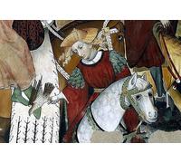 ZHAOSHAN Célèbre Art DéCorative Tableaux Sur Toile Détail d'un fauconnier libérant son oiseau par Giacomo Jaquerio Moderne Mur Art Pour la Décoration Murale 60x90cm