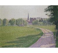 ZHAOSHAN Célèbre Art DéCorative Tableaux Sur Toile Église d'Éragny par Lucien Pissarro Moderne Mur Art Pour la Décoration Murale 60x90cm