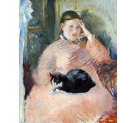 ZHAOSHAN Célèbre Art DéCorative Tableaux Sur Toile Femme au chat Cir d'Edouard Manet Moderne Mur Art Pour la Décoration de Bureau 60x90cm