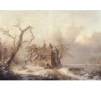 ZHAOSHAN Célèbre Art DéCorative Tableaux Sur Toile Figures dans un paysage d'hiver Frederik Marianus Kruseman Moderne Mur Art Pour la Décoration de la Chambre à Coucher 60x90cm